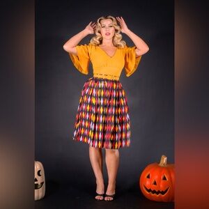 Pinup Couture Harlequin Little Jun Skirt XS Red House Harry Potter